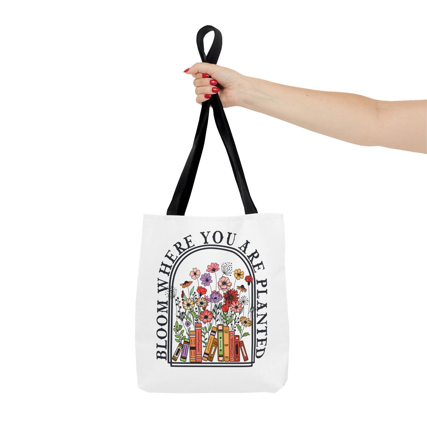 Bloom Where You Are Planted Tote Bag - Floral Book Lover Gift