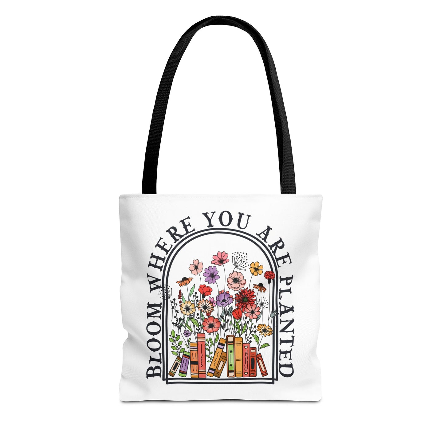 Bloom Where You Are Planted Tote Bag - Floral Book Lover Gift