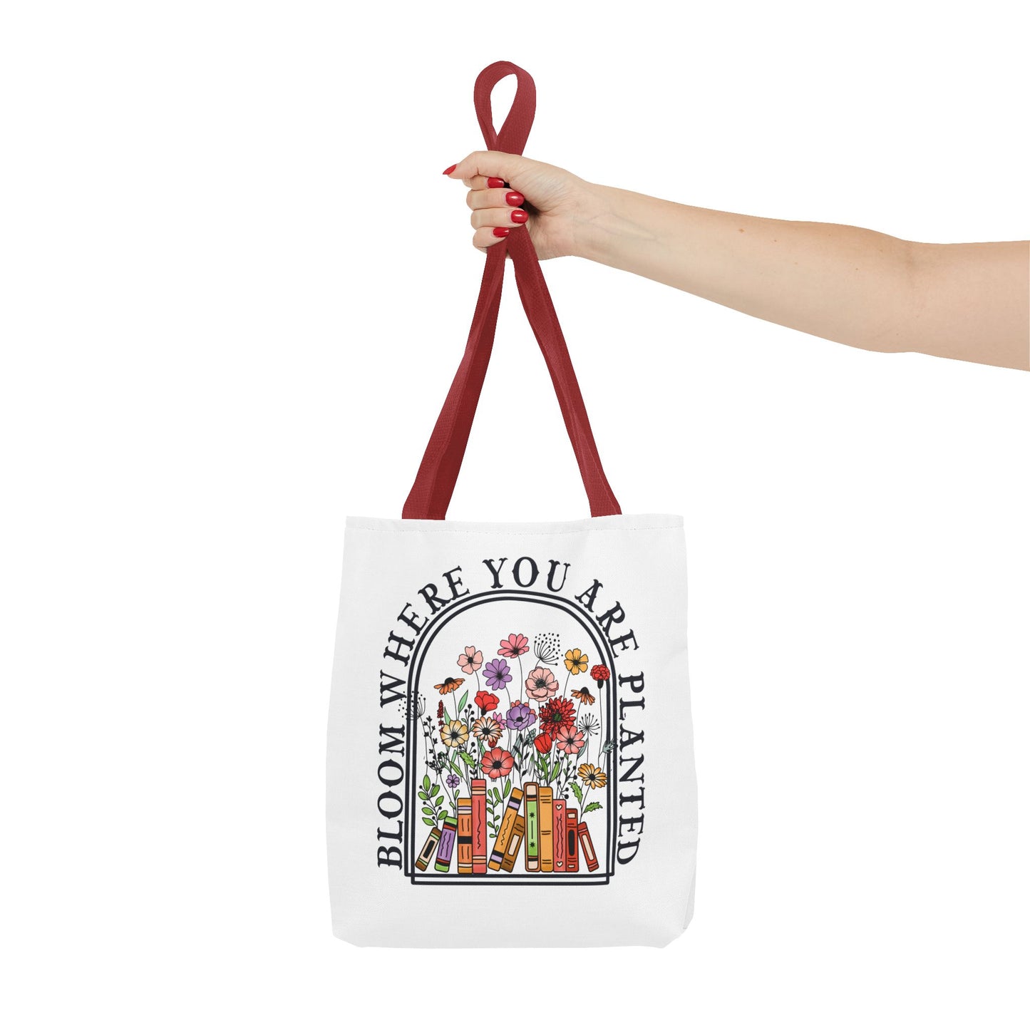 Bloom Where You Are Planted Tote Bag - Floral Book Lover Gift